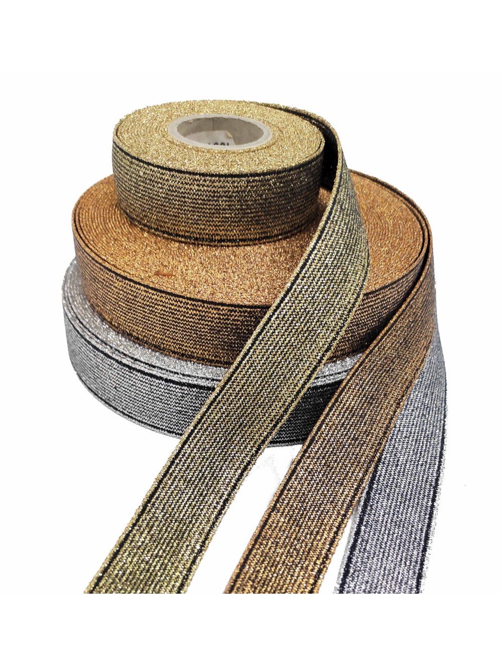 ELASTIC METALLIC TAPE 25 mm - SILVER, GOLD - WHOLESALE