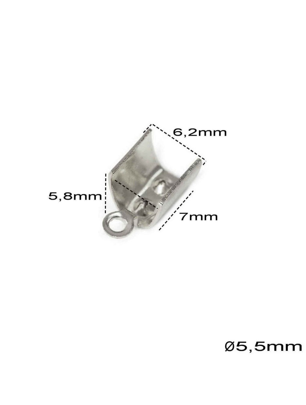 BRASS FOLD OVER CORD TIP 5 mm (WHOLESALE)