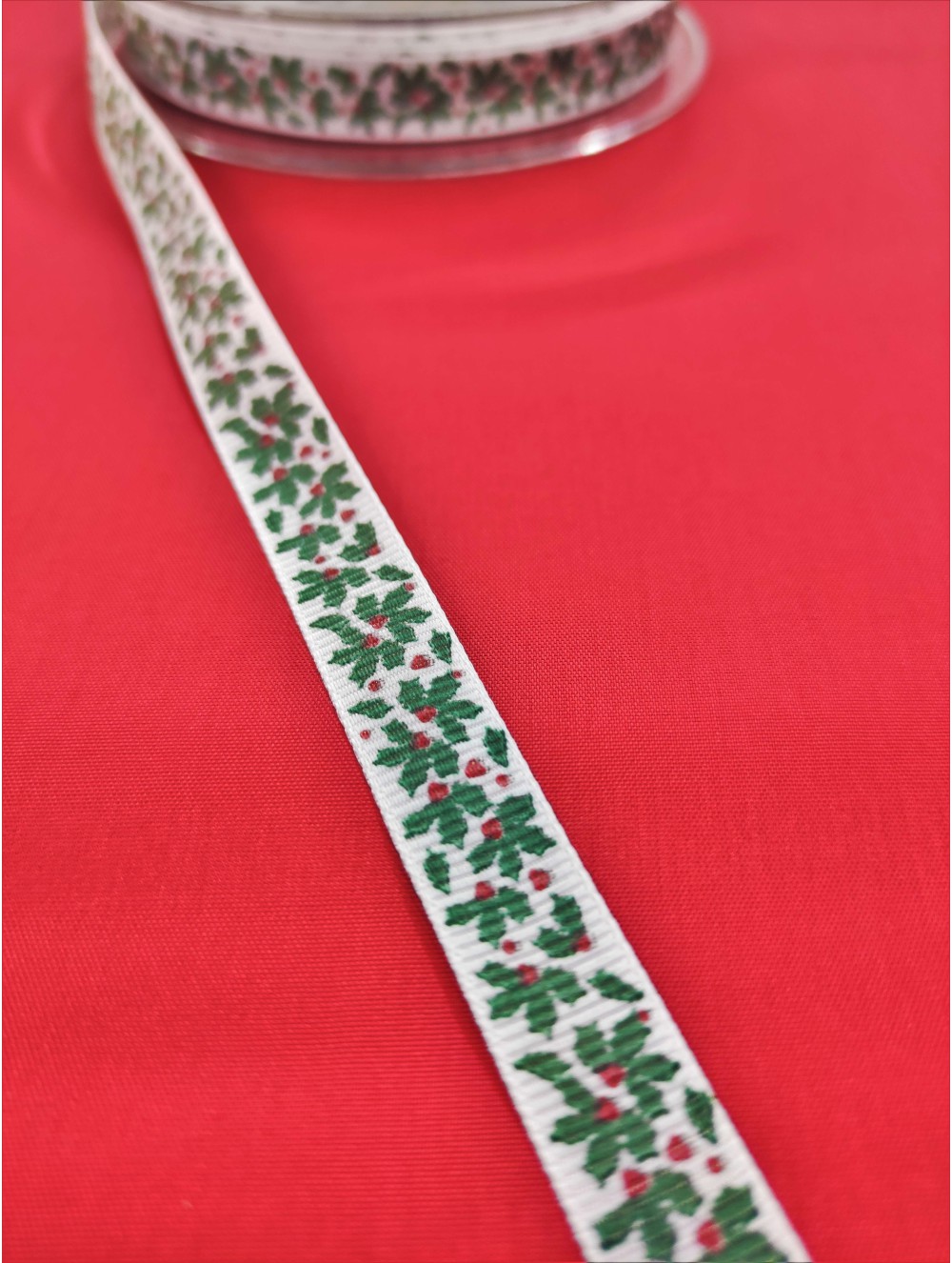 CHRISTMAS RIBBON - LEAF ,13 mm (WHOLESALE)