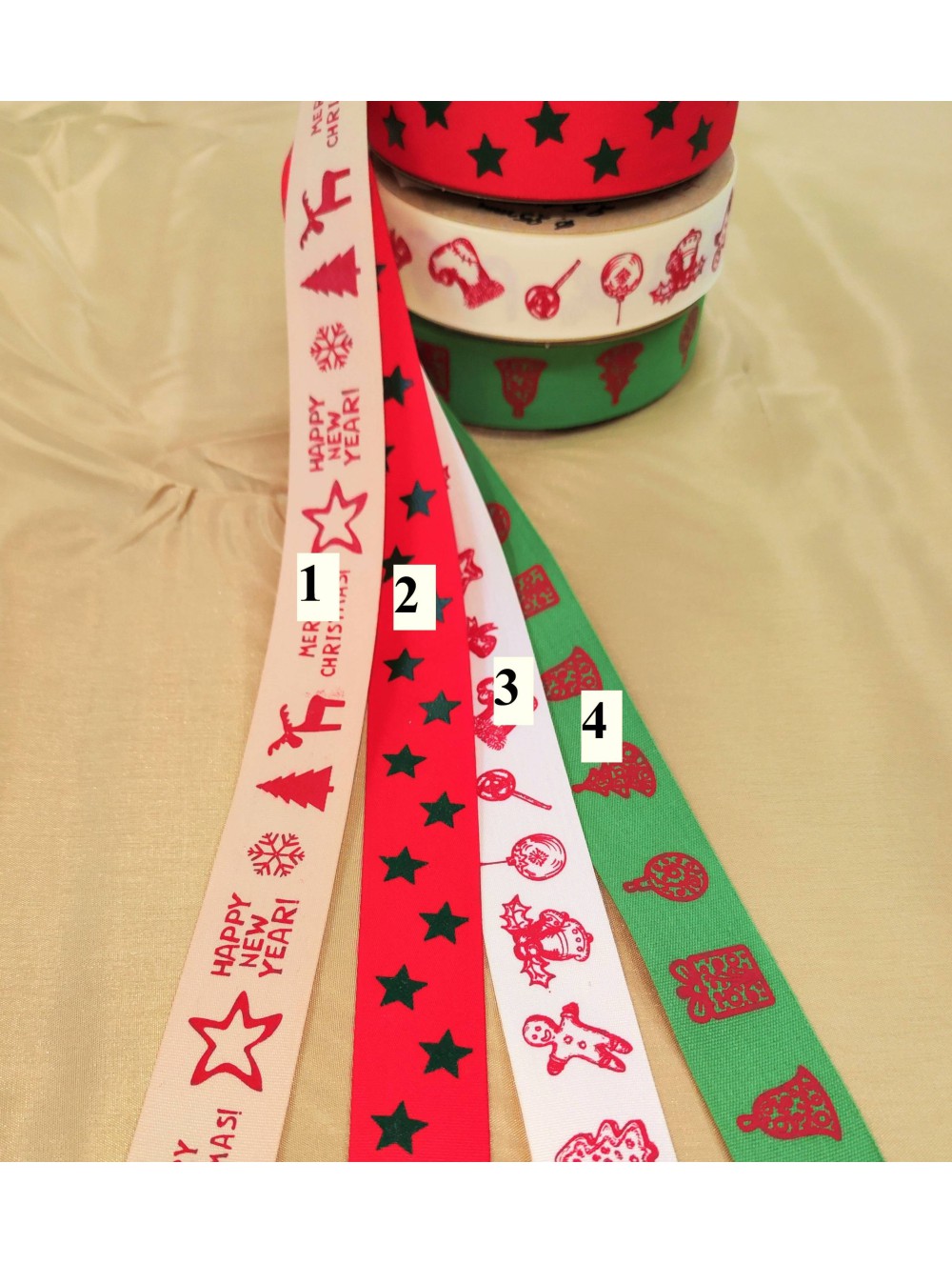 CHRISTMAS RIBBONS - LEAF ,25 mm (WHOLESALE)