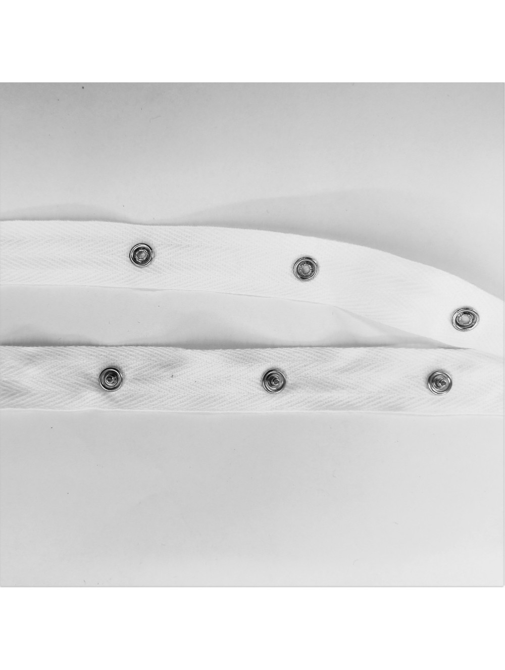 SNAP BUTTON COTTON TAPE RIBBON - WHITE (WHOLESALE)