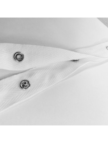 SNAP BUTTON COTTON TAPE RIBBON - WHITE (WHOLESALE)