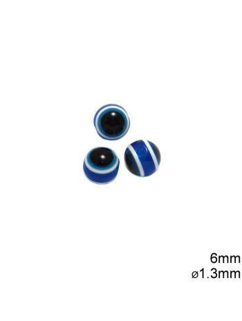 ACRYLIC EVIL EYE BEAD , 6 mm (WHOLESALE)