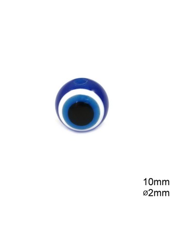 ACRYLIC EVIL EYE BEAD , 10 mm (WHOLESALE)