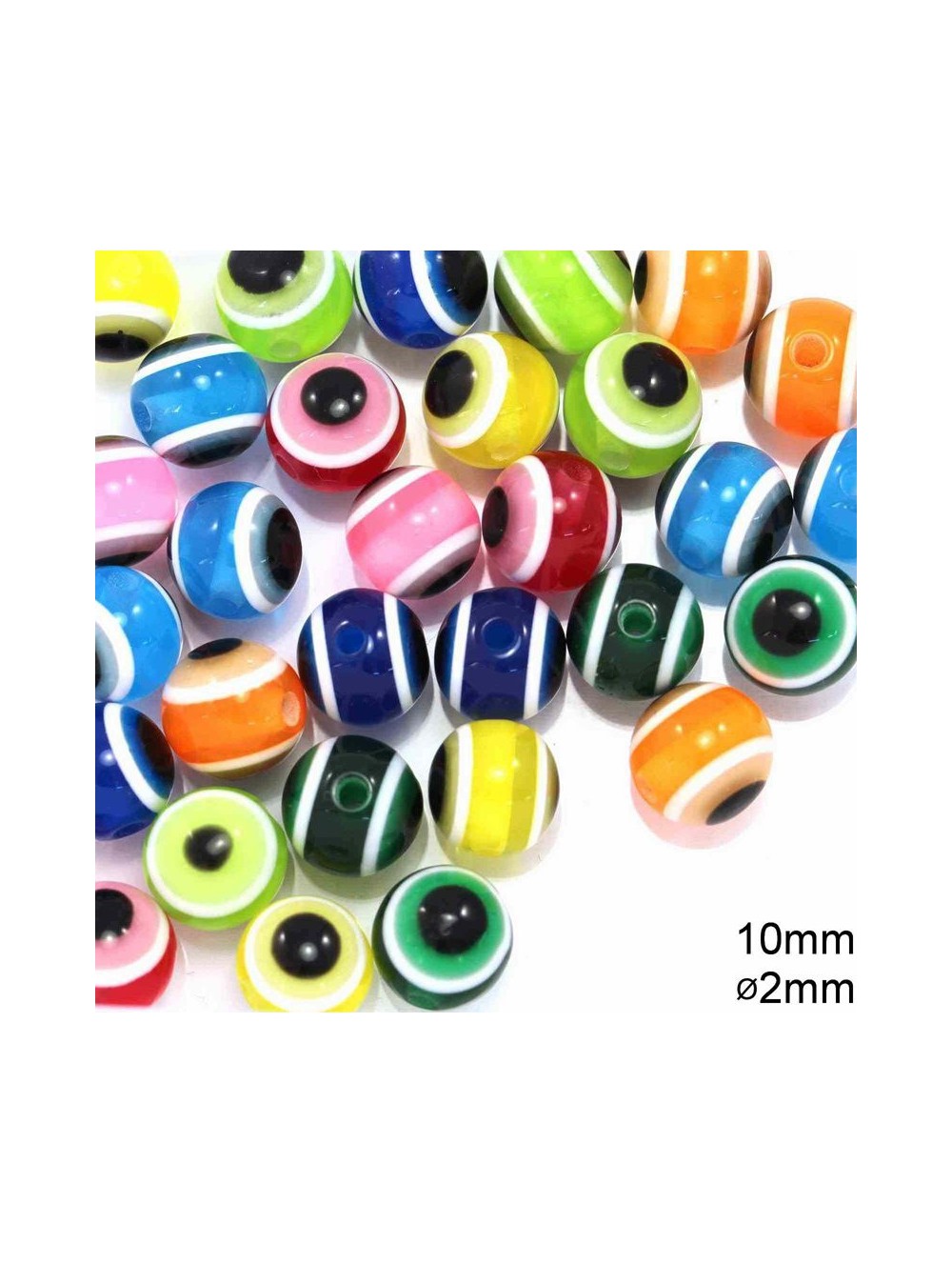 ACRYLIC EVIL EYE BEAD , 10 mm (WHOLESALE)