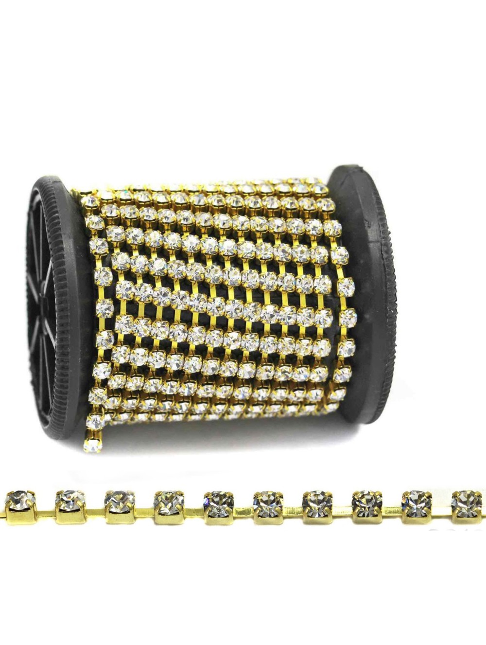 BRASS CUP CHAIN ONE LINE SS12 WITH GLASS STONES wholesale