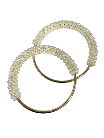 ROUND METALLIC HANDLE LINK FOR BAGS with pearls
