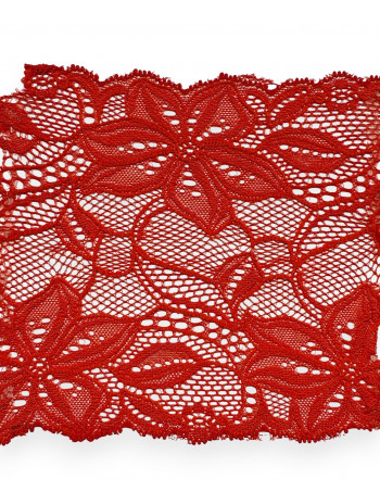 ELASTIC TRICOT LACE  160 mm red, beige